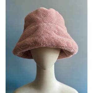 Dusty Pink Faux Fur Bucket Hat sz Small